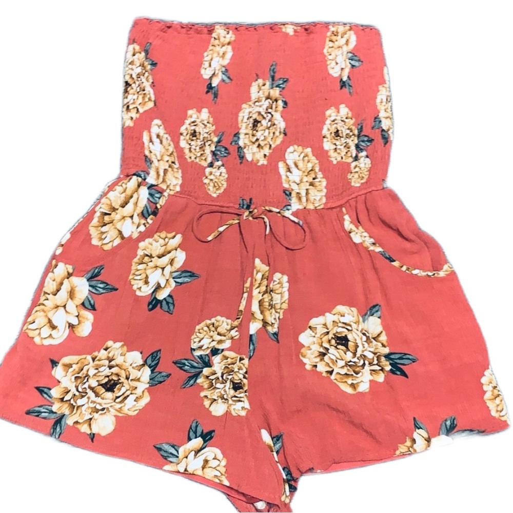 Band of Gypsies Floral Jumpsuit in Coral and Yellow